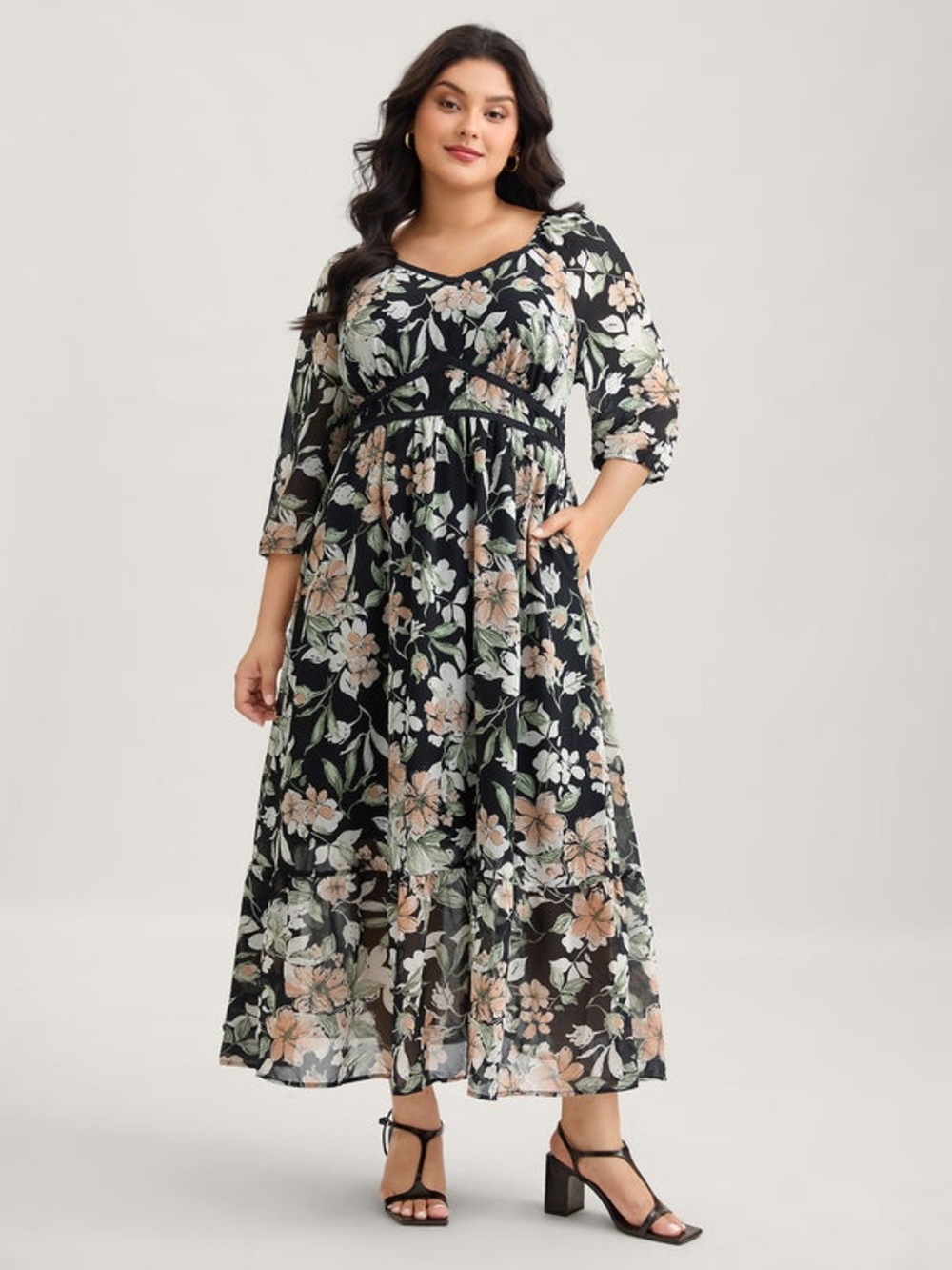 NWT BloomChic 26 Black Floral Maxi Dress